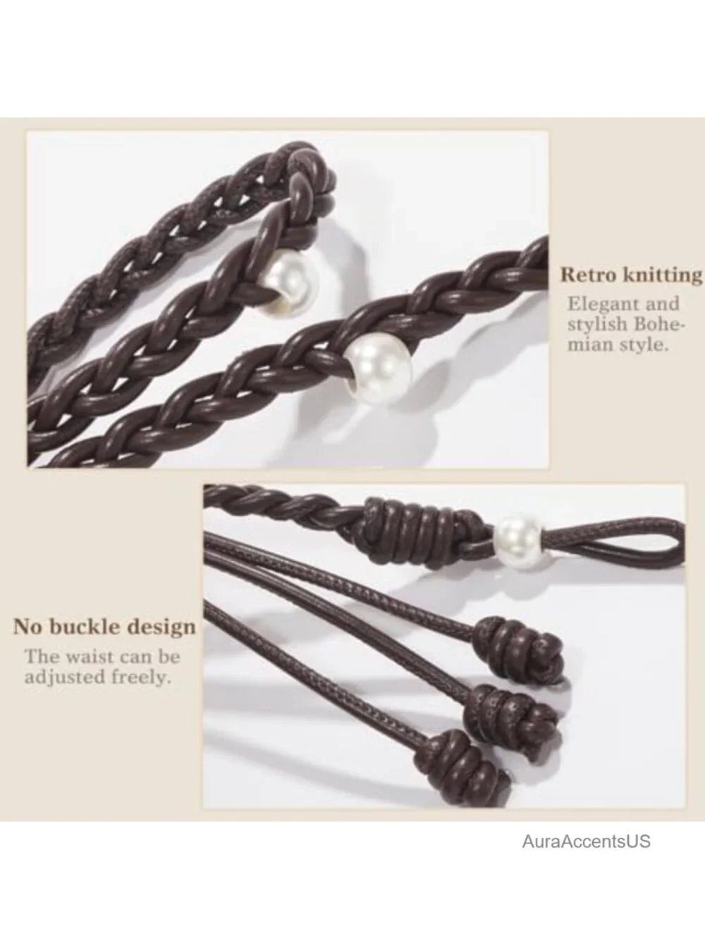 PU Leather Knotted Waist Belt for Dresses Women's Skinny Belt